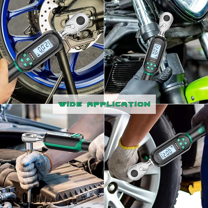 1/4 Inch Drive Digital TorqueWrench, 5.31-106.2 In.lb/0.6-12 N.m, Small Electronic Torque Wrench with Preset Value, Buzzer & LED Indicator, ±2% Accuracy Torque Wrench for Bike, Bicycle