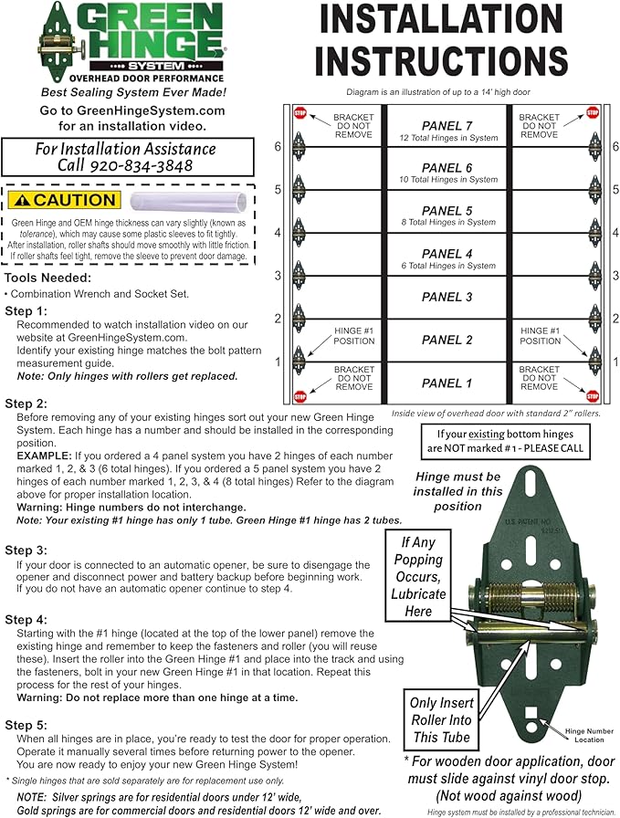 Energy Saving Garage Door Hinge - 4 Panel Doors Up to 12', MFG# R4416-40