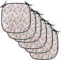 Lunarable Flower Chair Cushion Pads Set of 6, Apple and Cherry Flowers Blossoms Feathers Shabby Classical Botanic Retro, Anti-Slip Seat Padding for Kitchen & Patio, 16"x16", Pale Pink Green Grey