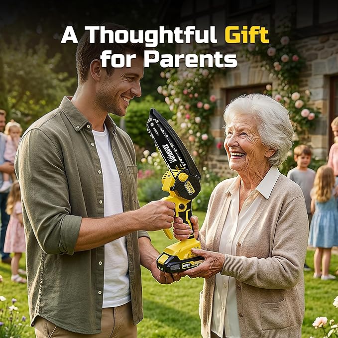 6-Inch Mini Chainsaw Cordless, 21V 2.0Ah Battery Powered Electric Pruning Saw, One-Hand Chain Saw for Tree Trimming, Lightweight, Small and Easy Control for Seniors, Women, Beginners & Yard Work