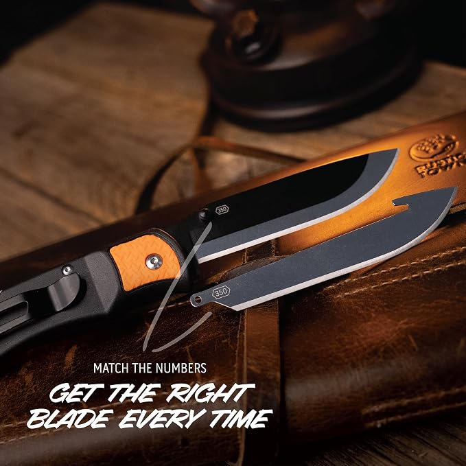 OUTDOOR EDGE 3.5" RazorLite EDC Knife. Pocket Knife with Replaceable Blades and Clip. The Perfect Hunting Blade for Skinning Deer. Blaze Orange with 6 Blades