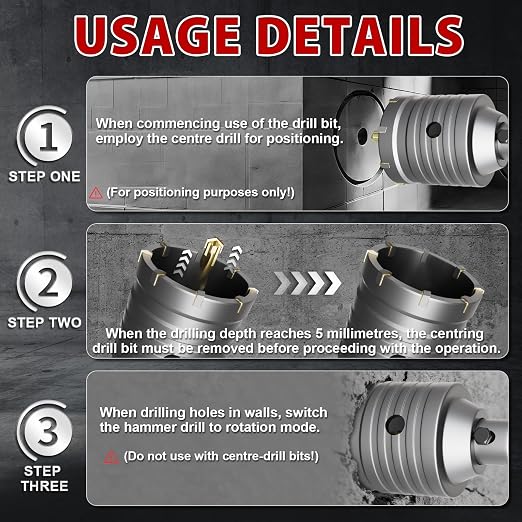 1-9/16" Concrete Hole Saw,40mm Masonry Hole Saw, with 110mm SDS Plus Shank Connecting Rod for Concrete Brick Cement Stone Wall Drilling Home Improvement