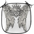 Lunarable Fleur De Lis Chair Cushion Pad, Tribal Tattoo Design with Wings Historic Crest Crown and Eagle, Seat Padding for Kitchen & Patio with Anti-Slip Backing, 16"x16", Eggshell Black