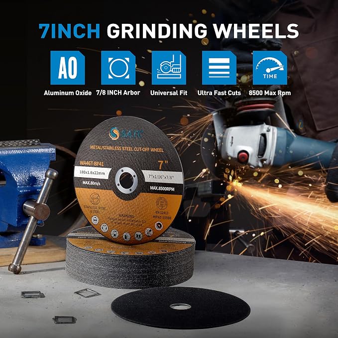 S SATC 7" Cutting Wheel 25 PCS Metal Cutting Blade 7 x 1/16 x 7/8 inch Cutting Disc Die Grinder Disc Fits Angle Grinder Air Tool