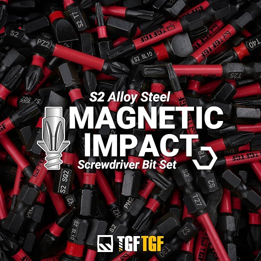 TGFTGF Impact Hex Head Allen Wrench Drill Bit Set, 12PCS, 2-inch (SAE), Premium S2 Steel 1/4" Hex-Shank Hex Bit Set, CNC Machined Magnetic Screwdriver Bit Set, Storage Box, for Automotive Home DIY