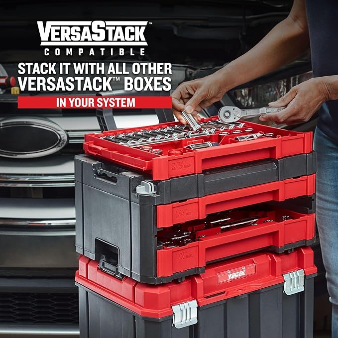 CRAFTSMAN 230 Pcs Mechanics Tool Set, Socket Wrench Set, Car Tool Kit with VERSASTACK Toolbox, SAE and Metric,1/4 in, 3/8 in, and 1/2 Drive, Short and Long Arm Hex Keys (CMMT45306)