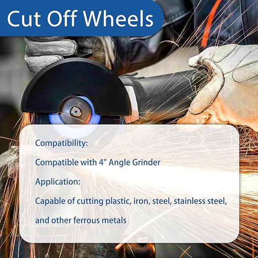 WFLNHB 100 Pack 4 Inch x 0.040 Inch x 5/8 Inch Metal and Stainless Steel Cut Off Wheels Fit for Angle Grinders