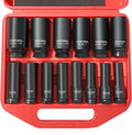 TONYNOL 1/2" Deep Drive Impact Socket Set,6‑Point,SAE (3/8"‑1‑1/4"),14Pcs | Cr-Mo Steel,With a Storage Case