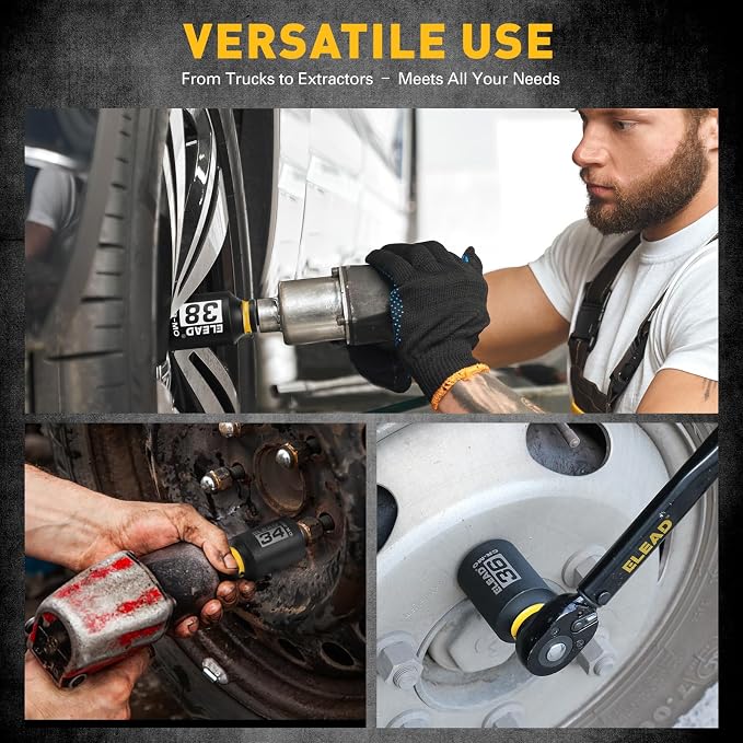 1/2'' Drive Deep Impact Socket Set: 11-Piece Metric Wheel Axle Nut Wrench Large Jumbo 27mm 29mm 30mm 31mm 32mm 33mm 34mm 35mm 36mm 38mm Car Spindle Joint High Torque Truck Bearing Locknut
