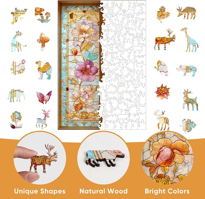 Pikoqunc Wooden Puzzles for Adults,500 Pieces 17.8x12.4 Inches,Vintage Floral Gate Laser-Cut Jigsaw with Premium Smooth Finish,Relaxing Art Puzzle and Elegant Wall Décor Gift for Friends and Family