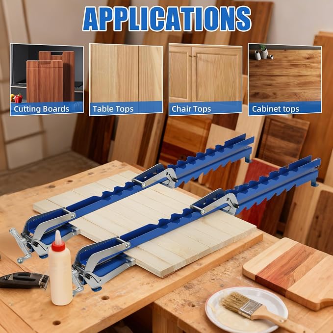 36 Inch Panel Clamps 2 Pack, 4-Way Pressure Steel Parallel Clamps Pre-installation Jigs Fit for 1/2" to 3" Cutting Boards, Tabletops, and Cabinet Cutting Board Clamps