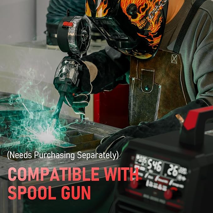 YESWELDER 205A MIG Welder, 110V/220V Dual Voltage, 5 in 1 Gas MIG/Flux Core MIG/Spool Gun MIG/Lift TIG/Stick Multiprocess LED Digital Display Aluminum MIG Welding Machine MIG-205DS PRO