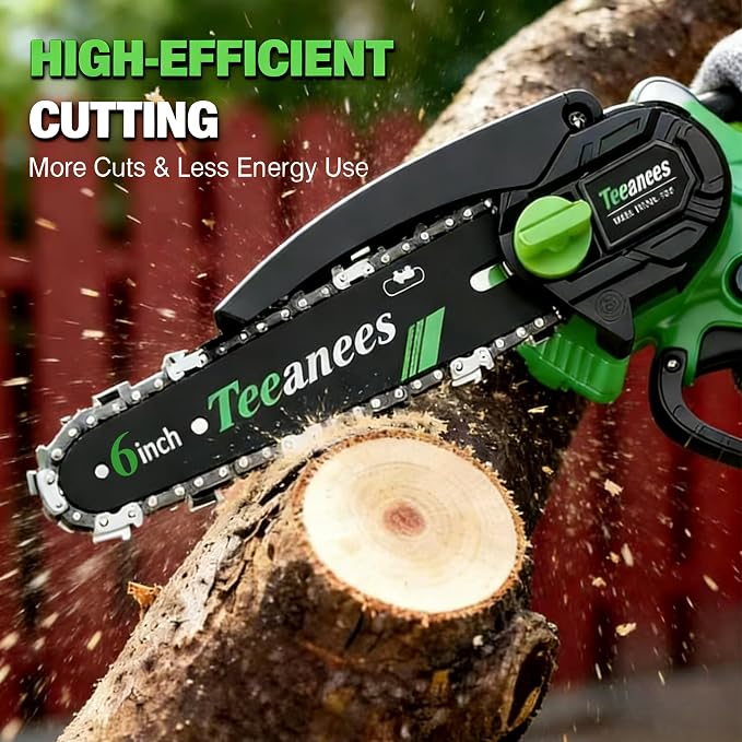 Mini Chainsaw Cordless 6-Inch, 880W Small Battery Powered Chainsaw with Auto Oiler, 2 Batteries & 3 Chains for Tree Trimming & Wood Cutting, Gift for Men Dad Husband.