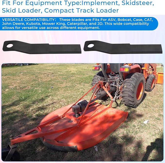 MOTOQUEEN Skid Steer Brush Hog Blades Cutter Cutting Blades 2pcs 10mm Thick Coating Spring Steel Lawn Mower Head Blade