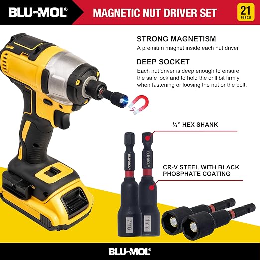 Disston E0100522 2 pc Premium Magnetic Nut Driver Set carrying case. Set includes both Metric and Standard as well as spring loaded adaptors and 3 extentions with bit holder