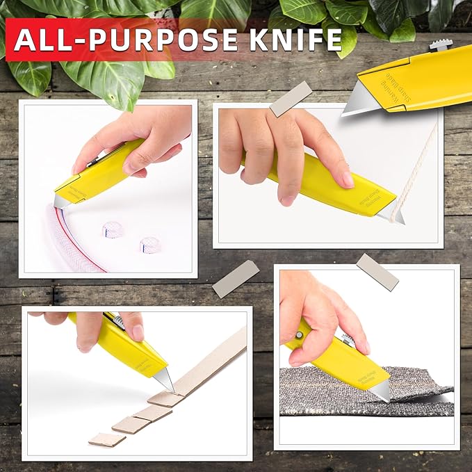 DIYSELF Utility Knife, 20 Pack Heavy Duty Box Cutter Retractable, Box Cutter Knife, Box Opener, Cardboard Cutter, Utility Knives for Garage, Home and Office, PVC Pipe Cutter (Yellow)