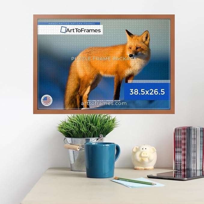 ArtToFrames Puzzle Frame for Buffalo Games 1500, 2000 Piece Jigsaw Puzzles, 38.5x26.5 Inch (98x67 cm), Burnt Umber Engineered Wood with Economy Acrylic, Ready to Hang Puzzle Display