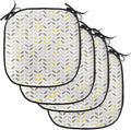 Lunarable Geometric Chair Cushion Pads Set of 4, Fish with Abstract Pattern Techno Urban Illusion Creative Design Print, Anti-Slip Seat Padding for Kitchen & Patio, 16"x16", Yellow and Taupe