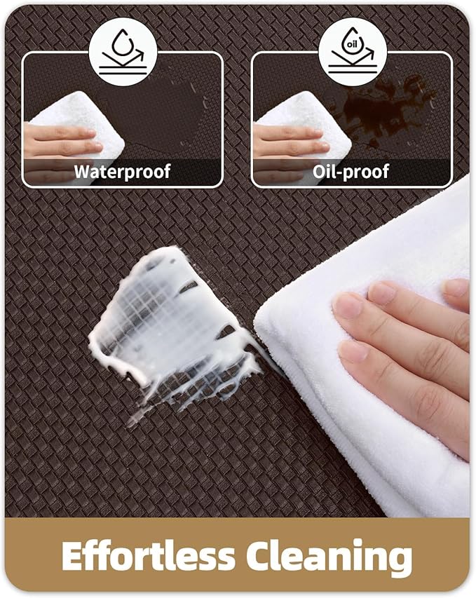 Color&Geometry Anti Fatigue Cushion Kitchen Mat for Floor -24"x59",Wide,Easy Clean, Water & Oil Proof, Anti Slip, Foam Rubber Runner Rug for Front Sink Comfort Standing,Brown