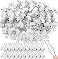Jetec 300 Pack 1.25in/32mm White Metal Binder Clips Bulk Medium Reusable Fold Back Binder Clips Paper Clamps Spring Steel Sturdy for Home Office School Supplies