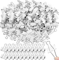 Jetec 200 Pack 1.25in/32mm White Metal Binder Clips Bulk Medium Reusable Fold Back Binder Clips Paper Clamps Spring Steel Sturdy for Home Office School Supplies