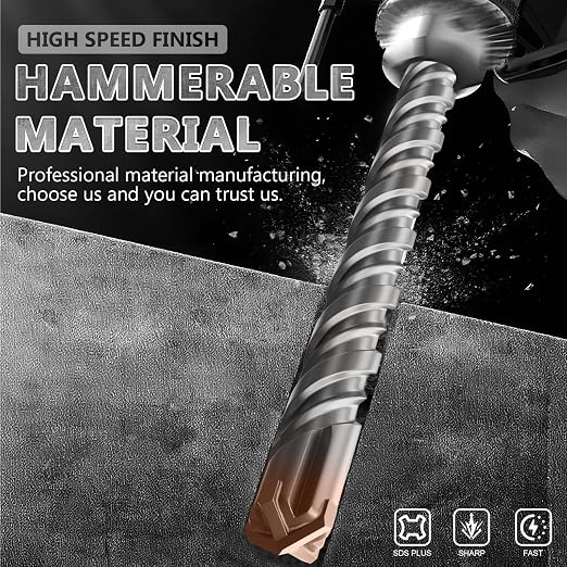 SDS Plus Rotary Hammer Drill Bit, 1-1/2"×24"（38mm×600mm） - 4 Carbide Cutting Edges & Coated Head | Heavy-Duty for Masonry, Concrete, Natural Stone, Brick Walls