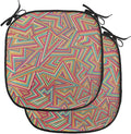 Lunarable Geometric Chair Cushion Pads Set of 2, Abstract Pattern Stripe Illusion Geometry Angles Stars Structure, Anti-Slip Seat Padding for Kitchen & Patio, 16"x16", Magenta Orange
