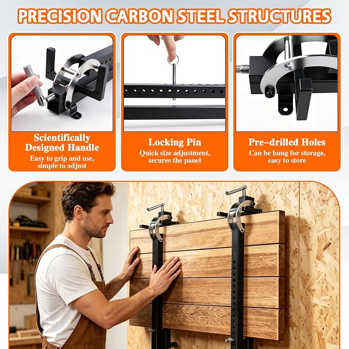 24 inch Panel Clamp 2 Pack, 4-Way Pressure Steel Parallel Clamp Woodworking with Adjustable Parallelogram Couplers,Precision Project Cutting Board Clamps for Gluing&Assembly of Board Cabinet,Tabletops