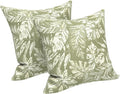 LVTXIII 2 Pack Outdoor Pillows 18x18 Inch, Square Throw Pillows with Inserts, Decorative Water-Repellent Pillow Cushions for Patio Furniture and Garden Sofa, Tropical Leaf Green