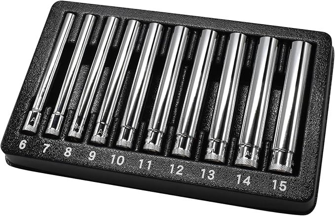 Astro Tools 4111 10PC 1/4" Drive Extra Deep Metric Socket Set 6-15mm
