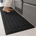 Color&Geometry Striped Designed Absorbent Washable Polypropylene Kitchen Floor Mat, Black 17"x59", Non Slip TPE Backed, Low-Profile Sink Runner Rugs, Easy Clean Long Kitchen Carpet (Roll Packed)