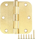 42 Pack Interior Door Hinges Brushed Brass 3.5 inch X 3-1/2" 5/8 Radius,3 ½"Satin Gold Round Standard Hinge for Single Doors DIY Assembly Bifold Table Hardware Kit House Accessories Home Eseentials