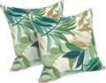 LVTXIII Outdoor Throw Pillows 16x16 Inch, Set of 2 Square Decorative Pillows with Inserts for Patio Furniture, Porch Chair, Garden Sofa, Lush Leaf Green