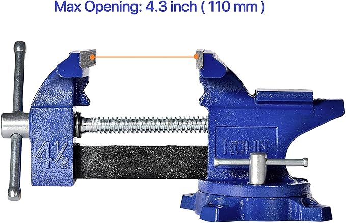 Rolin Vise Bench Vise 4-1/2 Inch With 240 Degree Swivel Base Clamp Tools Home Vises Rotation Base