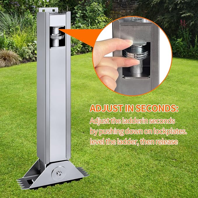 Ladder Leveler for Extension Ladder, Adjustable Extension Ladder Stabilizer Leg Ground Leveler, with Anti-Slip Pattern Steel Pole,Ladder Levelers for Extension Ladders(1 Piece)