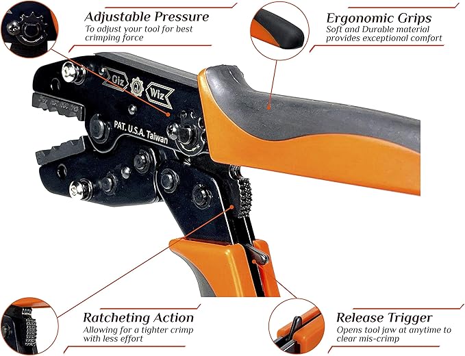 Professional All-In-One RF Coax Quick Change Tool Kit Crimper Cutter Stripper 5 Interchangeable Die Sets