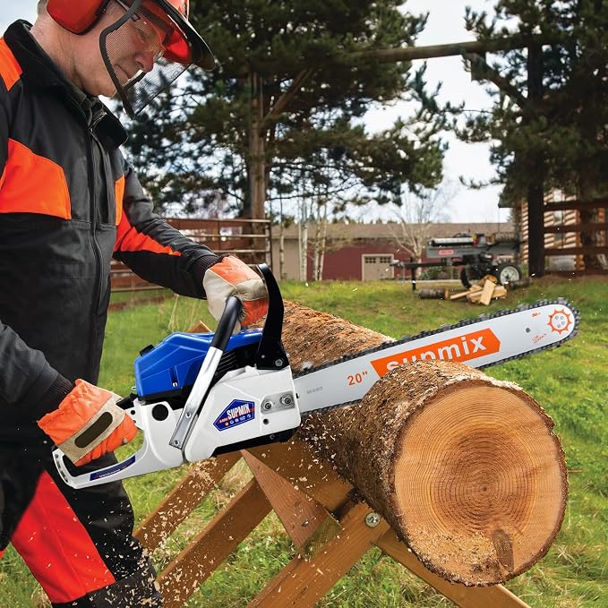 SUPMIXTOOLS 20 Inch Gas Chainsaw 62cc Gasoline Powered Chain Saw 2-Stroke Handheld Cordless Petrol Chainsaws for Cutting Wood Outdoor Home Farm Garden Use