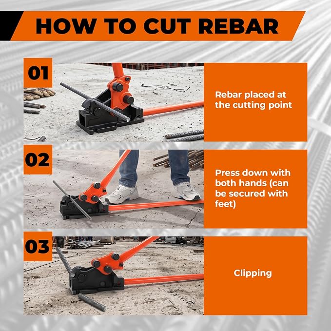 2 in 1 Rebar Bender & Cutter Metal Bending Tool Manual Rod Bender Easy Rebar Cutter & Bender Bending Machine for Rebar up to 5/8"