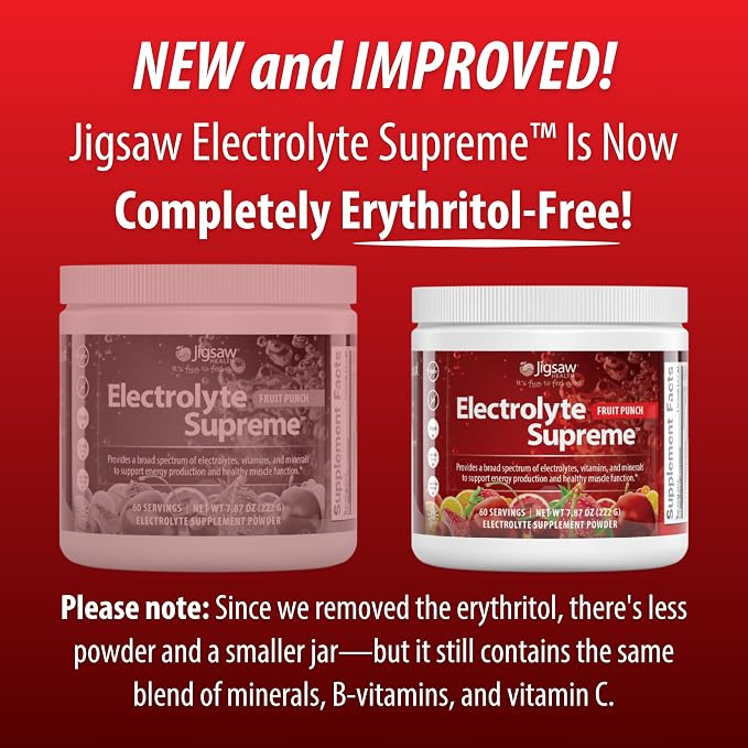 Jigsaw Health Electrolyte Supreme | Broad Spectrum of Electrolytes + Trace Minerals | Fruit Punch Flavor | 60 Servings (Jar)