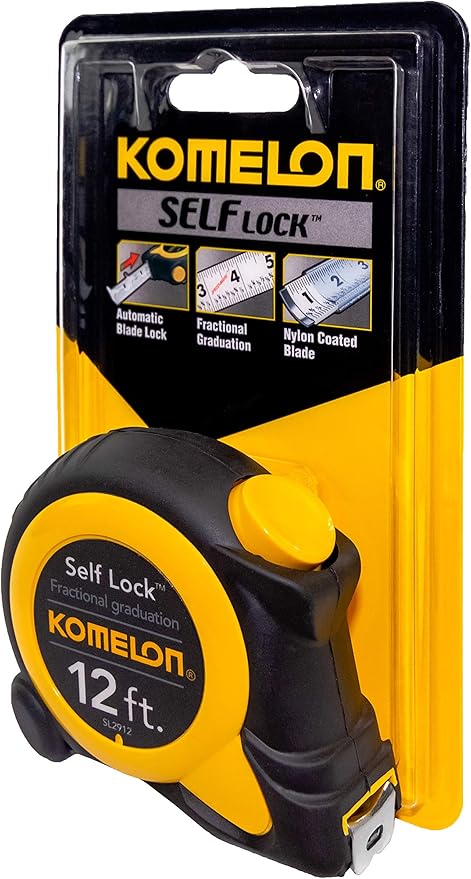 Komelon SL2912; 12' x 5/8" Self-Lock Speed Mark Tape Measure, Yellow
