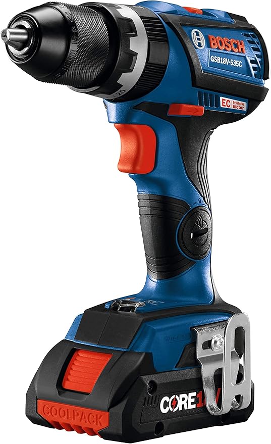 Bosch GSB18V-535CB15-RT 18V Lithium-Ion Brushless 1/2 in. Cordless Hammer Drill Driver Kit (4 Ah) (Renewed)