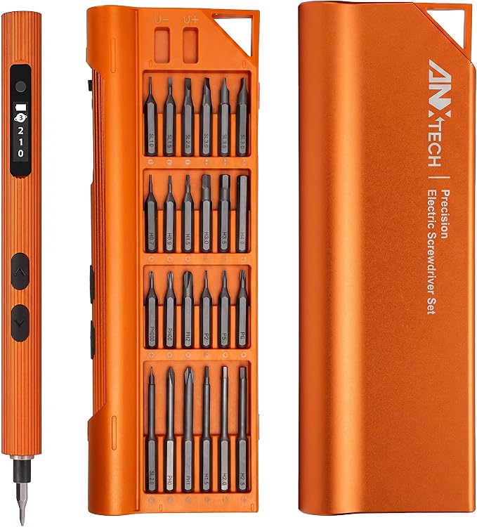 52-in-1 Electric Precision Screwdriver Set, Mini Electric screwdriver, 48 S2 Bits with ABS Magnetic Storage, for precision repair of watch, camera, Laptop, Gaming Consoles (Orange)