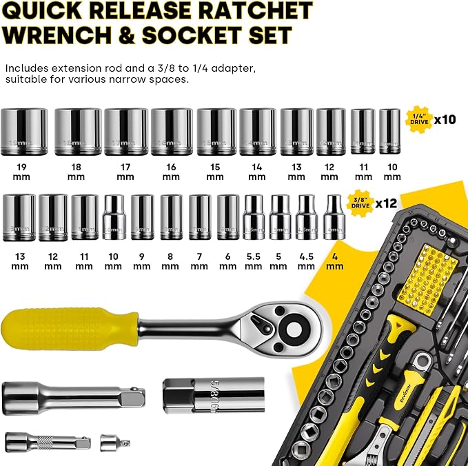 Enventor Tool Set with Molded Storage Case, 220 Pieces