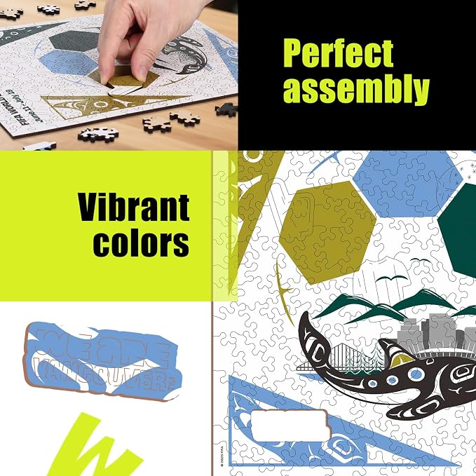 FIFA World Cup 2026 City Puzzle Vancouver Poster Wooden Jigsaw Puzzle for Adults, Official Licensed Soccer Sports Puzzles, 200 Pieces Home Decor Gift for Fans, 9.3x11.8''