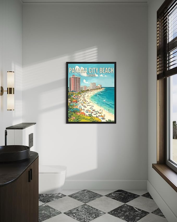 Panama City Beach Florida Unframed Wall Art Print Poster, US Vintage Retro Beach Scenery Posters Prints for Restroom Home Picture Painting Artwork Gallery 219 (Panama City Beach Florida, 24"L x 18"W, Unframed)
