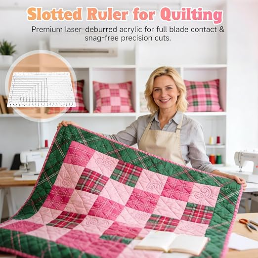 Stripology Ruler for Quilting, XL-Slotted Ruler for Quilting -17-3/4 "x 22", Oversized Non-Slip Design, Made with High-Clarity, Durable Acrylic, 5 in 1 Quilt Cutting Template