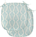 Lunarable Damask Blue Chair Seating Cushion Set of 2, Vintage Antique Pattern with Classic Victorian Motif, Anti-Slip Seat Padding for Kitchen & Patio, 16"x16", Eggshell Pale Cadet Blue