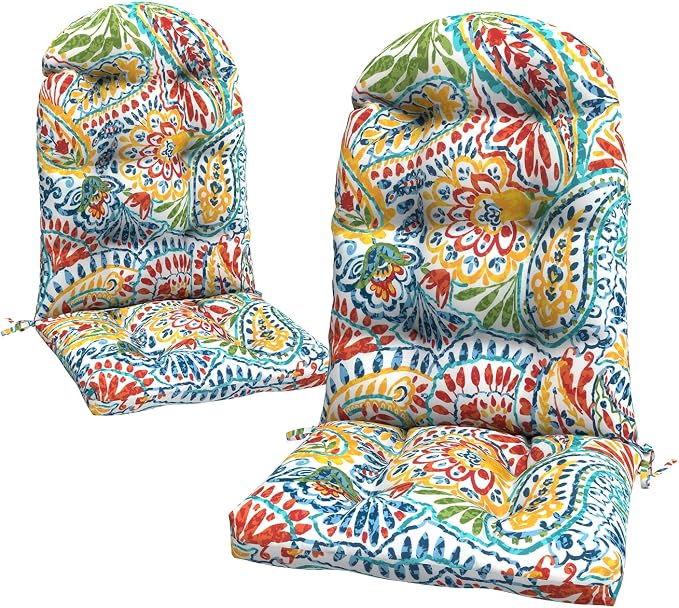 LVTXIII Outdoor Adirondack Chair Cushions, 44x19x4 Inch Non-Slip High Back Rocking Chair Cushion, Tufted Seat Cushion for Patio Furniture, Set of 2, Paisley Multi