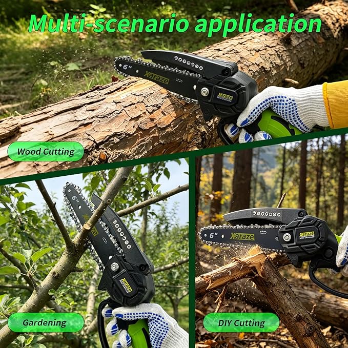 Mini Chainsaw Cordless, 6 Inch Hand Held Portable Electric Chainsaws [2026 Upgraded] Small Chain Saw Battery Powered for Garden and Tree Trimmer, Ideal Gardening Gift for Women, Man, Elder