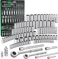 SK 1/4" & 3/8" Drive Socket Set with 90-Tooth Ratchet, SAE & Metric | 105-Piece Sockets, SuperKrome Finish, Premium CR-V Steel with EVA Foam Tool Organizer